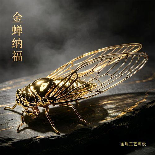 立体金蝉桌面摆件一鸣惊人