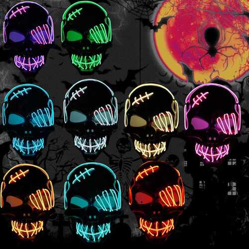 Halloween LED Pirate Skull Eye‑Patch Mask LED 海盗骷髅面具