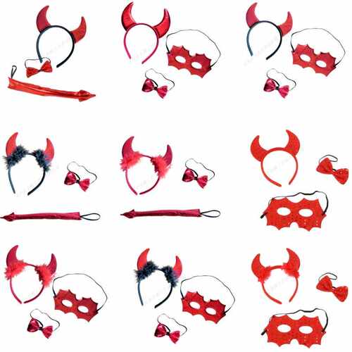 Halloween Red Devil Horn Eye Mask Kit 恶魔牛角眼罩套件