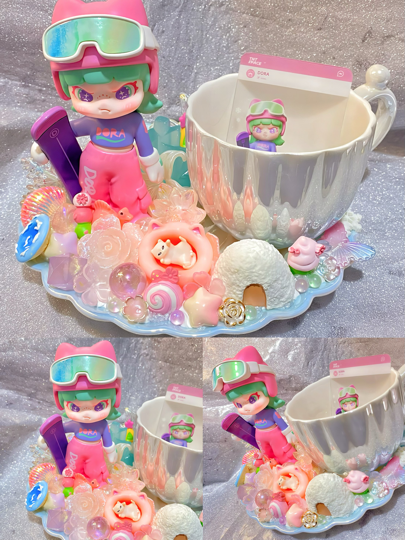 泡泡玛特咖啡杯碟贝壳陶瓷托盘dora大表姐逃离计划拥抱坠落手工