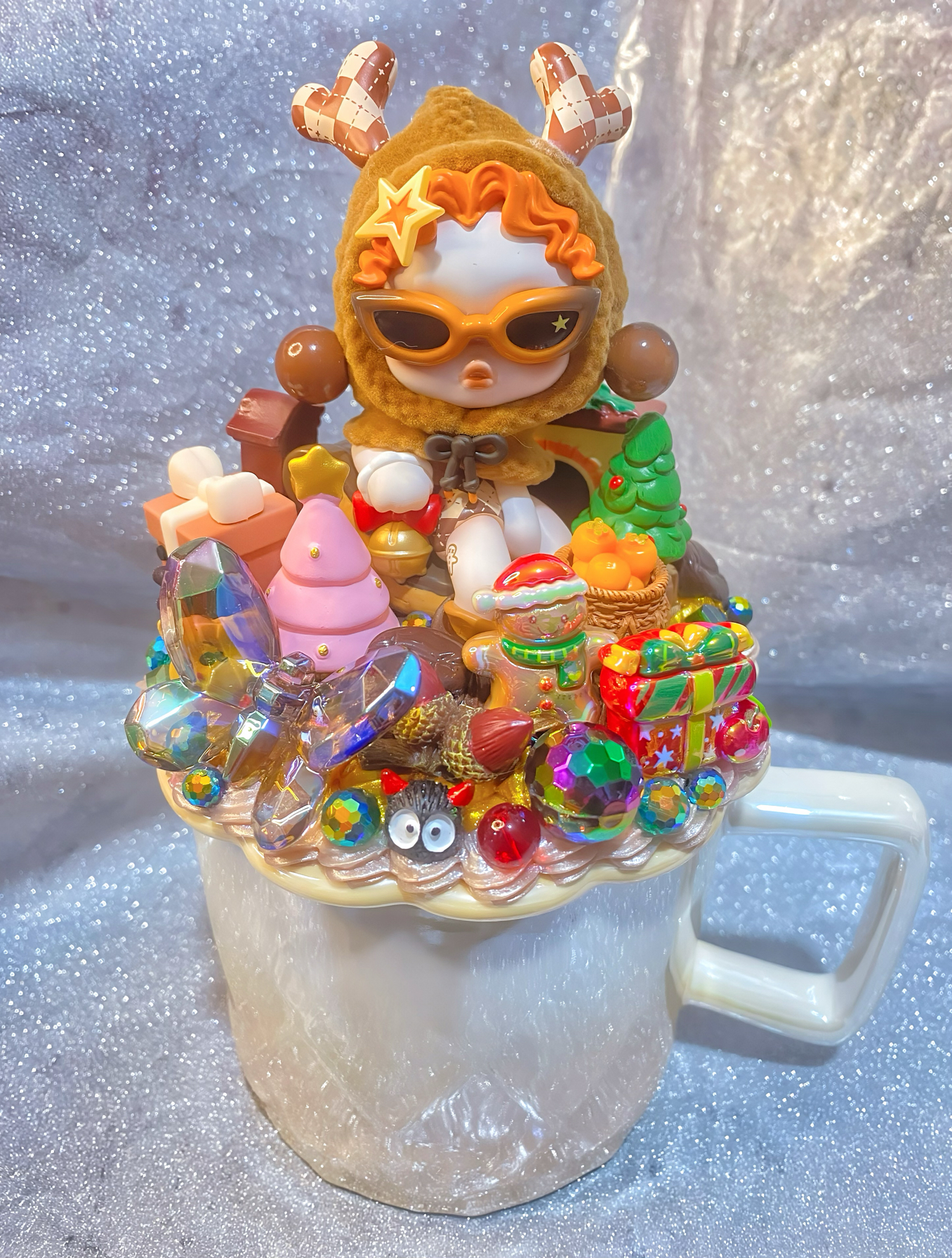 泡泡玛特奶油胶杯许愿时间到私有座驾圣诞马克杯手工陶瓷杯成品