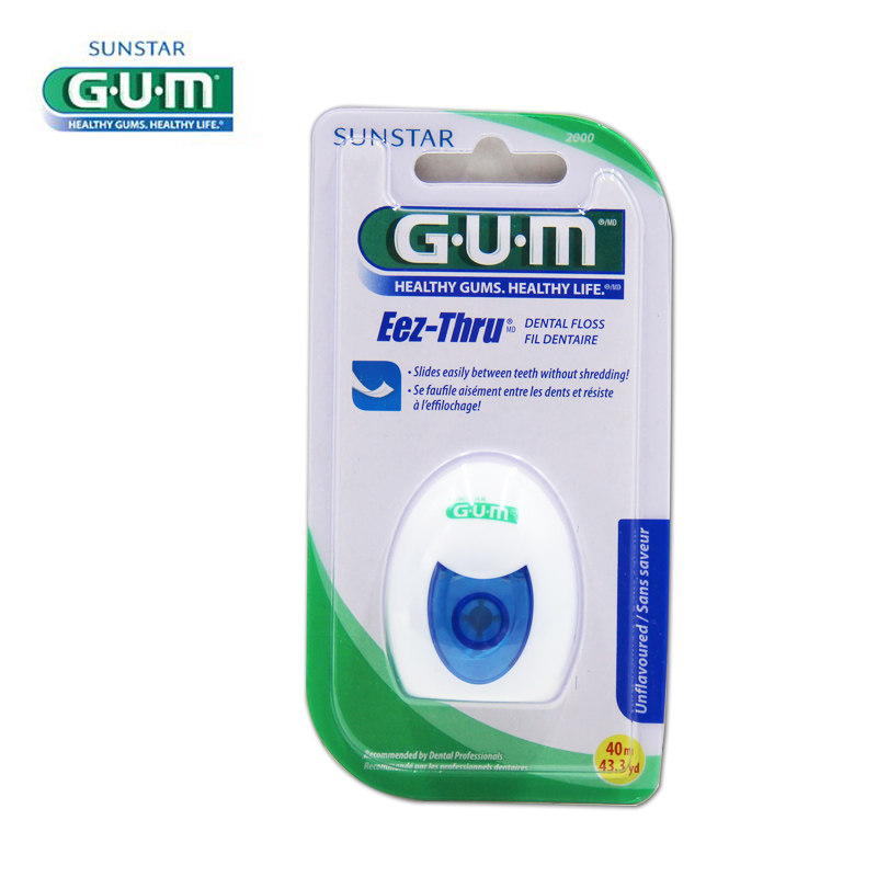 美国 GUM拜得乐超滑牙线薄荷味牙线40米扁线无味无生涩超滑牙线