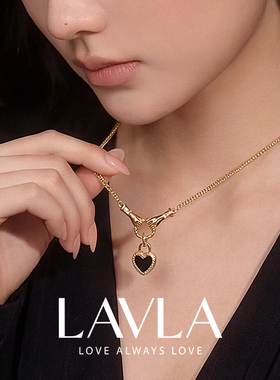 LAVLA高级感手握爱心轻奢小众独特设计中古复古风金色皓石项链