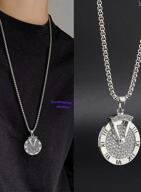 罗马数字时来运转个性吊坠欧美嘻哈项链潮人挂坠男女钛钢潮男配饰