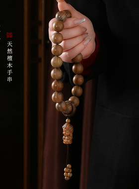 天然绿檀木手持珠佛珠佛家手持念珠手持念珠冷门手串檀木手持捻珠