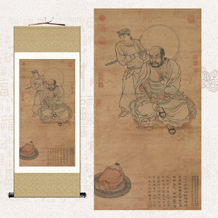 吴彬画观音大士图佛像画华严经善财童子供奉卷轴画人物画挂画成品