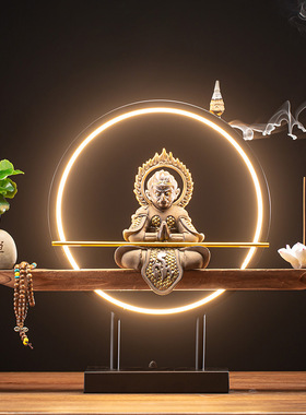 灯圈斗战胜佛齐天大圣孙悟空创意倒流香炉中式禅意家居熏香炉摆件