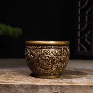古玩收藏批发 铜百福缸摆件 小号聚宝盆家居装饰创意礼品工艺品