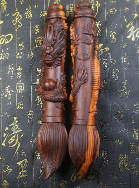 雷击木桃木雕刻盘龙文昌笔摆件纯手工木制品道家饰品家居摆件