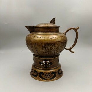 古韵斋 仿古铜壶摆件 带底座铜酒壶 家居装饰工艺品 古玩收藏批发