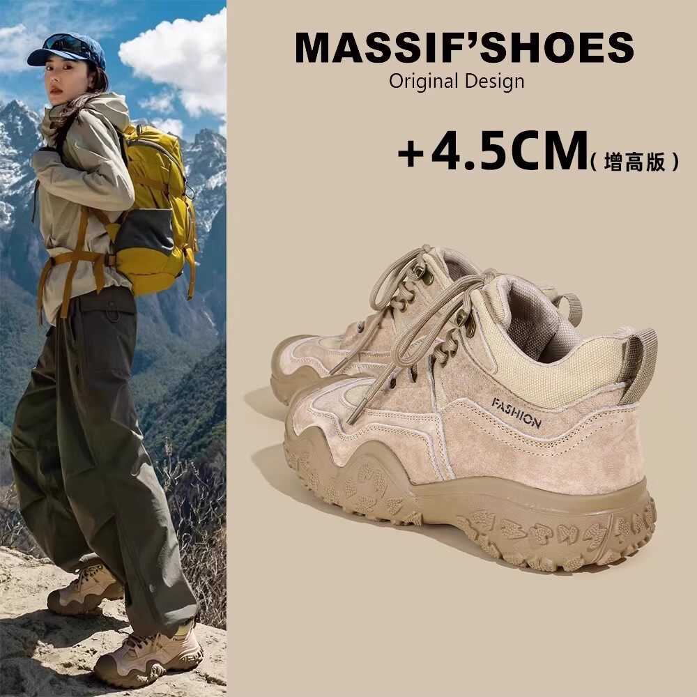 厚底马丁靴女真皮户外沙漠短靴