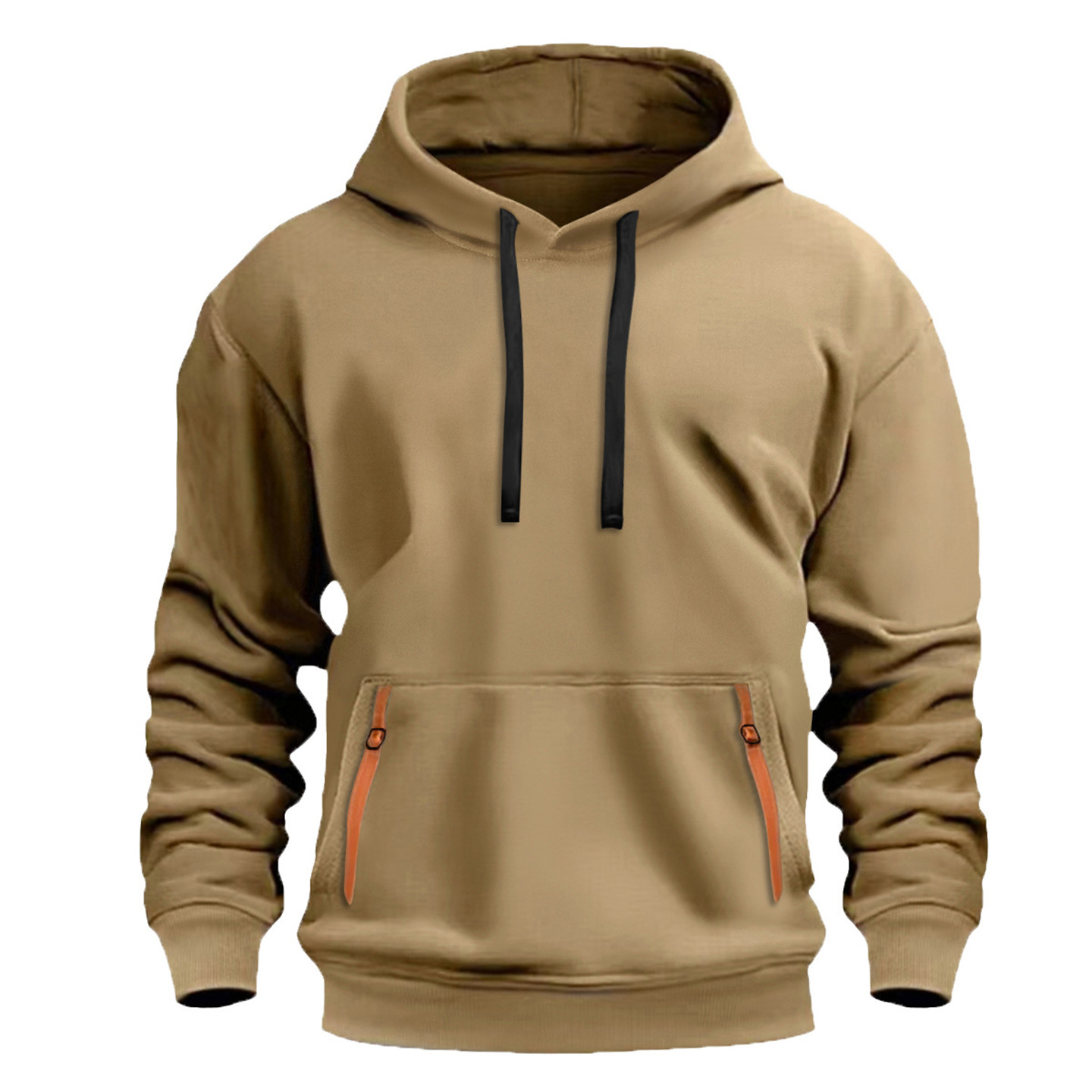 2026秋冬欧美男士加绒连帽卫衣休闲撞色套头上衣外套Men's hoodie