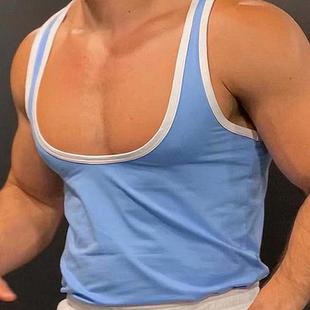 健身工字背心运动训练拼色上衣Men 2025夏季 薄款 修身 vest 欧美男士