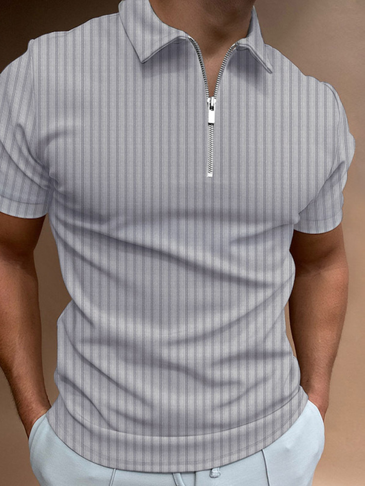 FOREIGN TRADE MENS FASHION SOLID COLOR DARK STRIPE SHORT-SLEEVED POLO SHIRT LAPEL SLIM FIT T-SHIRT TRENDY MEN POLO SHIRT