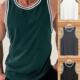 2025夏季 外贸圆领竖条纹拼色弹力工字背心男健身打底上衣Men vest