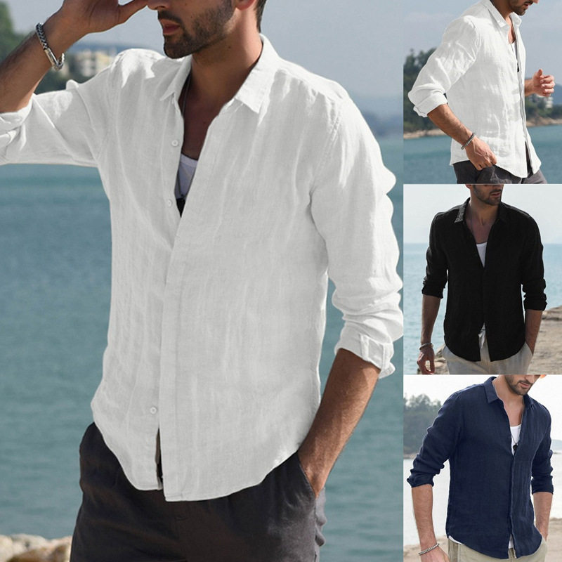 2026秋季新款男士长袖衬衫欧美纯色大码休闲开衫衬衣潮Men Shirts