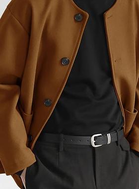 2025冬季外贸新款设计感宽松休闲毛呢外套无领夹克男Men's jacket