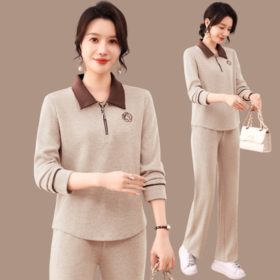 声雨竹2026春秋款女运动服休闲长袖POLO领棉质透气宽松训练运动套