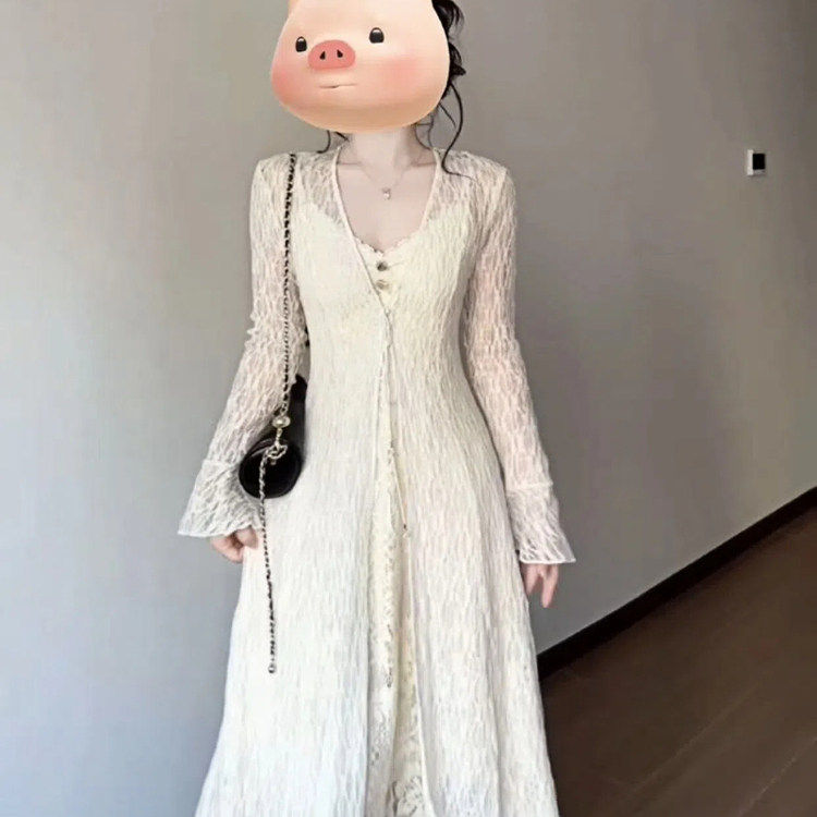 声雨竹小个子韩系新中式提花蕾丝针织开衫2026春夏季穿搭新款上衣