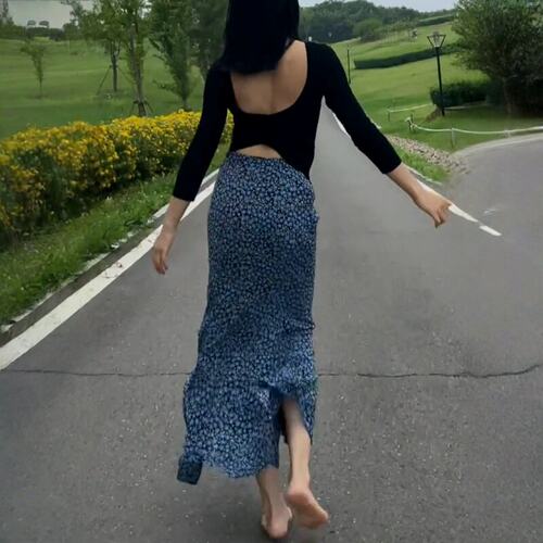 声雨竹胖mm碎花半身裙女夏季高腰印花包臀裙蓝色修身显瘦百搭鱼尾