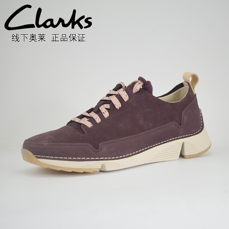 clarks其乐女春秋新款低帮系带经典三瓣鞋平底运动板鞋tri spark