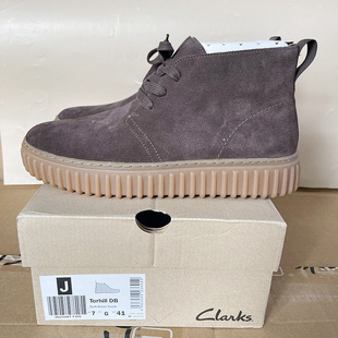 CLARKS其乐男款复古英伦风高帮马丁靴反绒皮厚底舒适短靴饼干鞋