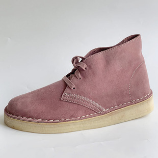 CLARKS其乐女春秋款系带高帮经典款生胶底沙漠靴裸靴Desert Coal