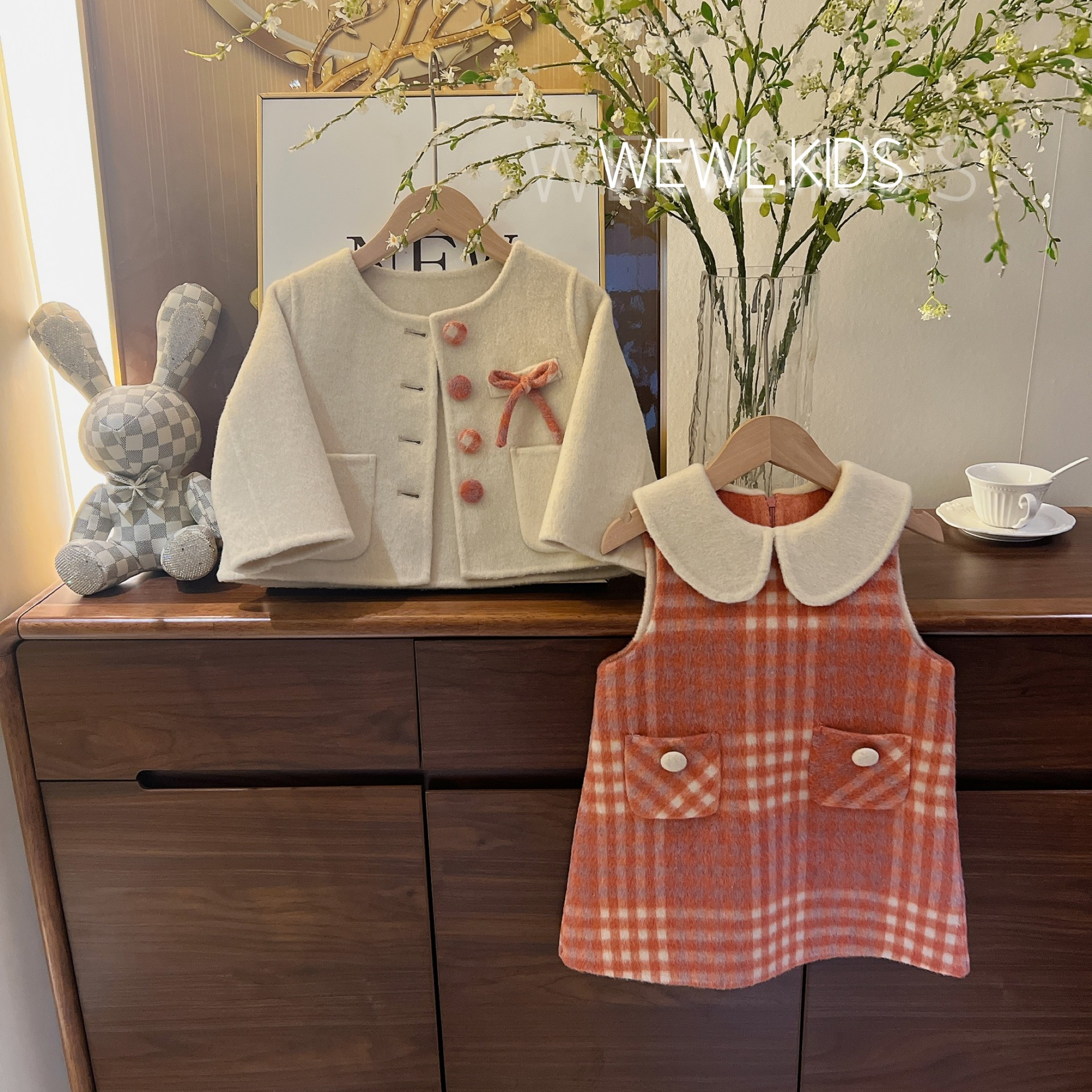 现货＜水蜜桃＞【绵羊毛+天丝 纯手工双面呢】女童秋冬娃娃领套装,童装/婴儿装/亲子装,普通外套,淘宝优惠券,粉丝福利购,淘宝优惠卷