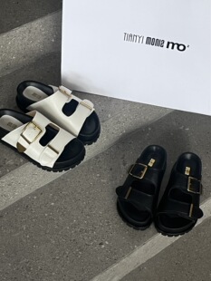 陌尼斯/MONIZ2026新款厚底松糕拖鞋女外穿简约方头一字拖鞋