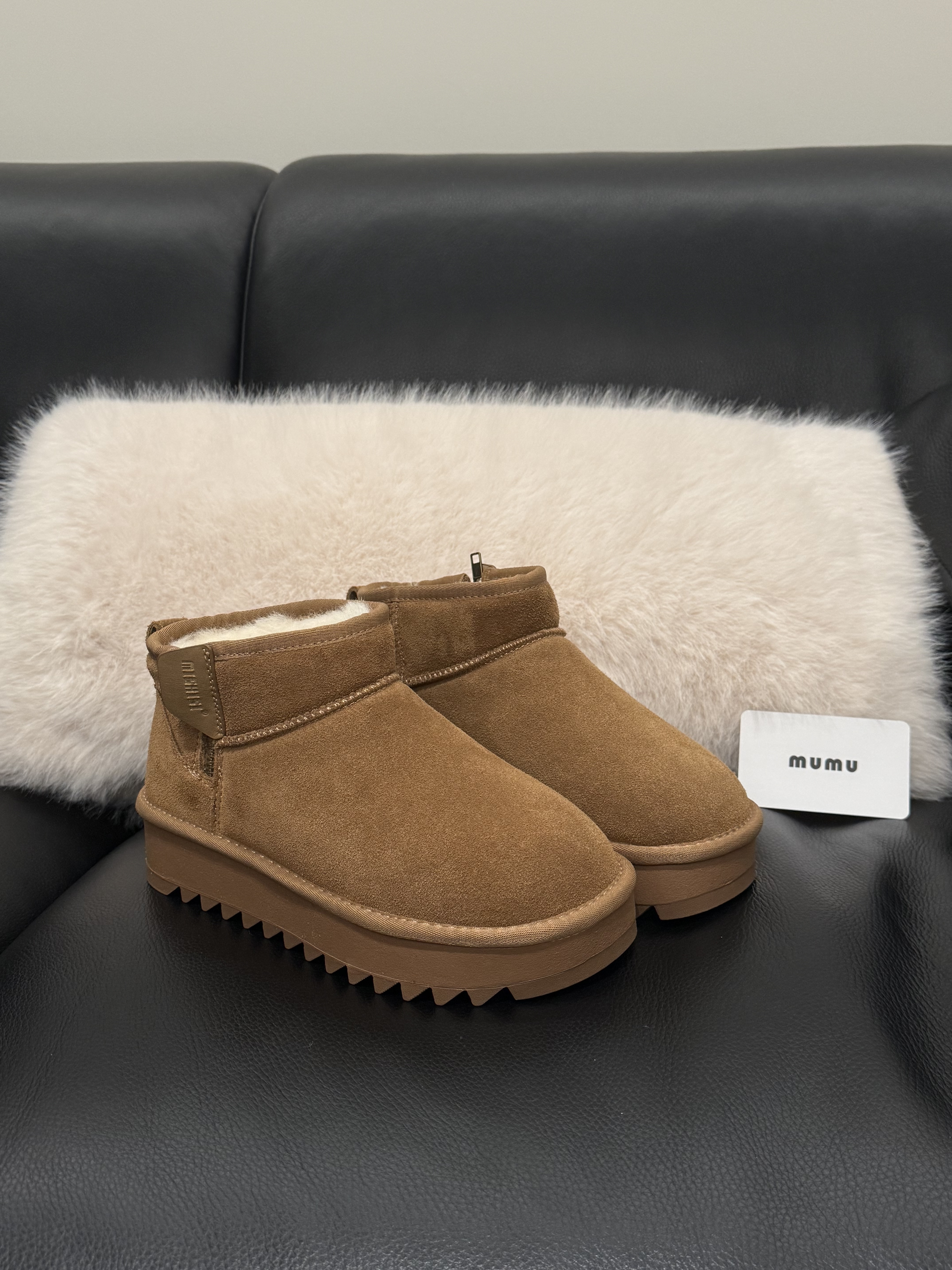 木木酱MUMU 2025新款厚底雪地靴女冬季加绒加厚保暖棉鞋防滑短靴