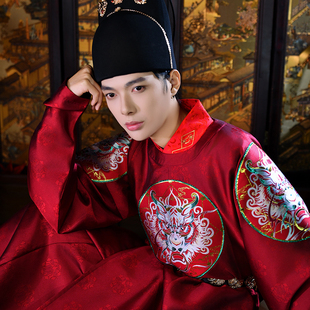 国风男款 如梦霓裳惊玄原创汉服男女明圆领袍织金妆花补子新品 秋季