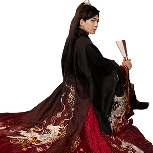 【麒麟|如梦霓裳】原创汉服男红色交领襦裙刺绣大袖衫装春秋魏晋