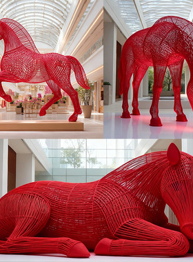 镂空马雕塑摆件商场大型生肖摆设公园广场元旦吉祥物马定制造型马