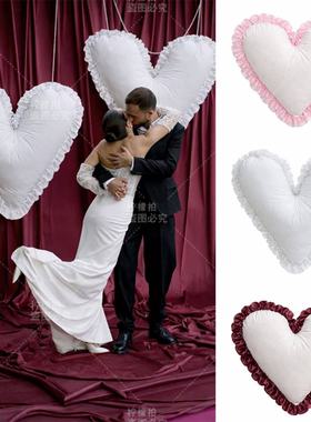 情人节爱心装饰木耳边装扮婚房布置新年春节卧室悬挂布艺心橱窗