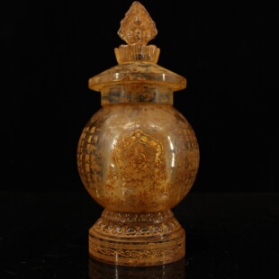 古董装藏西藏传老水晶舍利塔大颗金刚舍利子佛塔护身结缘老物收藏