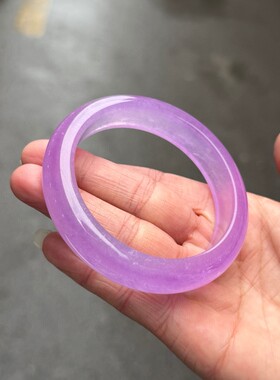 精品缅甸翡翠色手镯老坑冰种紫罗兰扁条玉镯帝王紫满紫色镯子