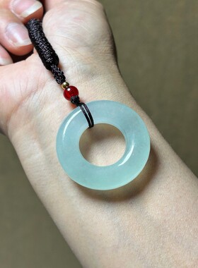 翠玉甜甜圈冰种怀古玉石环环相扣面包圈玉坠子母平安扣钥匙坠