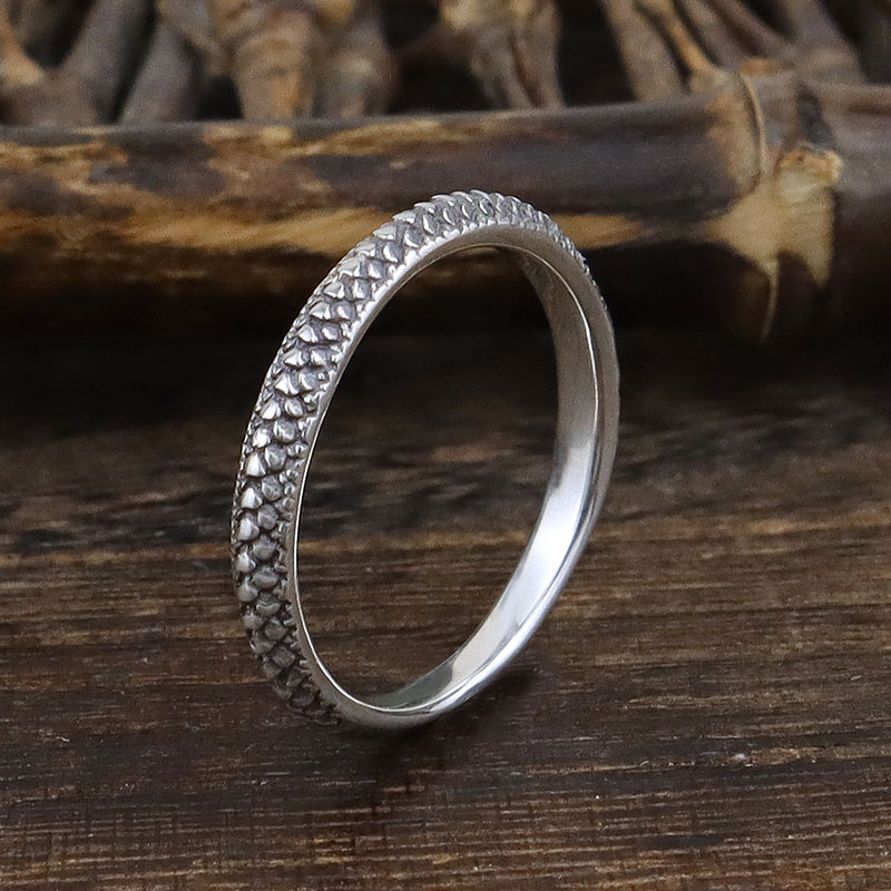 DF925纯银响尾蛇鳞龙鳞戒指复古