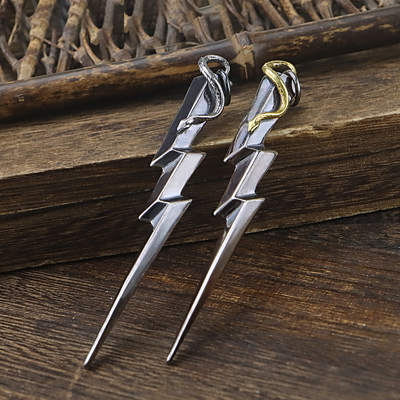 FATECO蛇缠绕加大闪电蛇项链吊坠