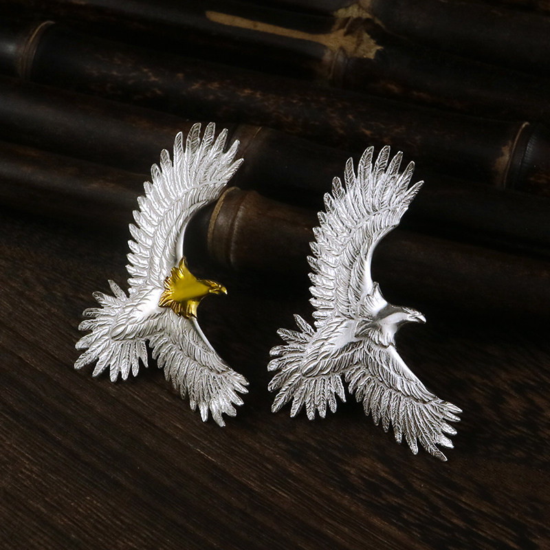 伊瓦岚HB Horizon Blue全银金头老鹰小鹰斜鹰吊坠925纯银男女个性