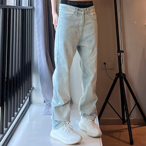 MILK 欧美做旧水洗牛仔裤男长裤潮牌街头宽松休闲裤2023年秋季新