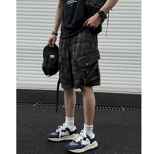 美式复古战术猎装迷彩短裤男