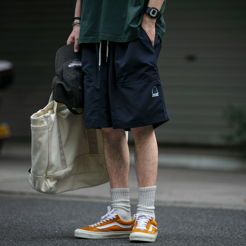 原创短裤运动裤日系贴标