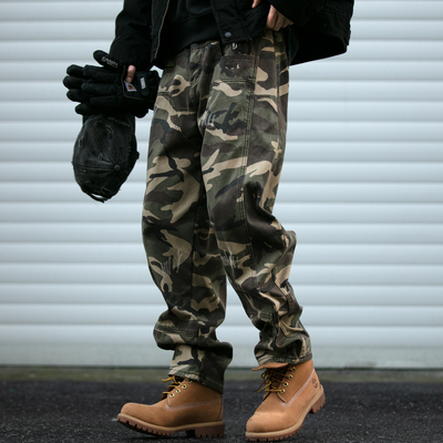 SKASEE长裤宽松日潮迷彩加绒裤