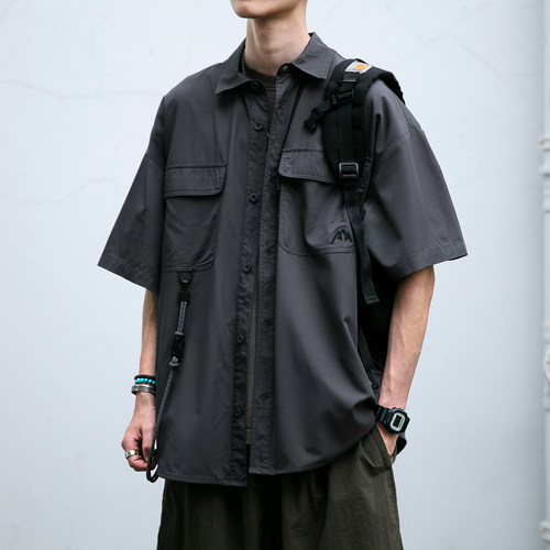 翻领短袖日系潮牌凉感衬衫