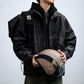 宽松立领防风机车服大码 美式 复古高街PU皮夹克男春秋新款 刺绣外套