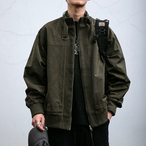 设计感飞行夹克男立领工装外套