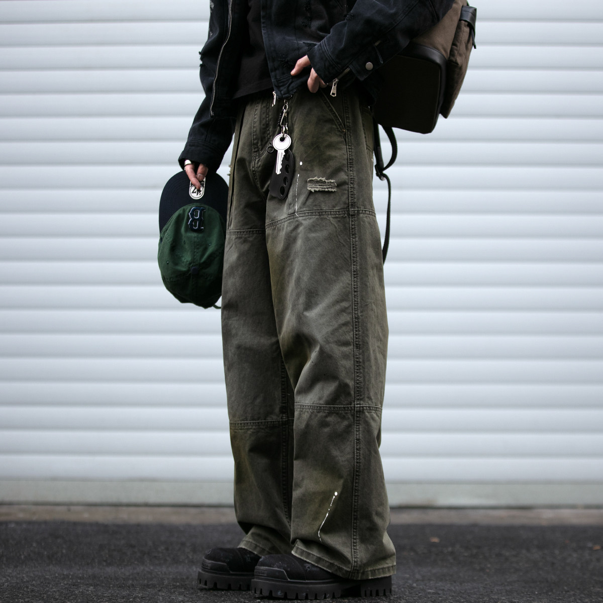 美式复古脏染重工水洗工装裤男解构渐变设计宽松直筒裤阔腿牛仔裤,男装,休闲裤,淘宝优惠券,粉丝福利购,淘宝优惠卷