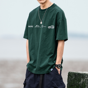 体恤衫 夏季 半袖 T恤男潮牌休闲百搭宽松基本款 TEE 日系字母印花短袖