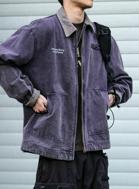 复古水洗底特律工装夹克卡哈特J97翻领美式工装帆布cleanfit外套